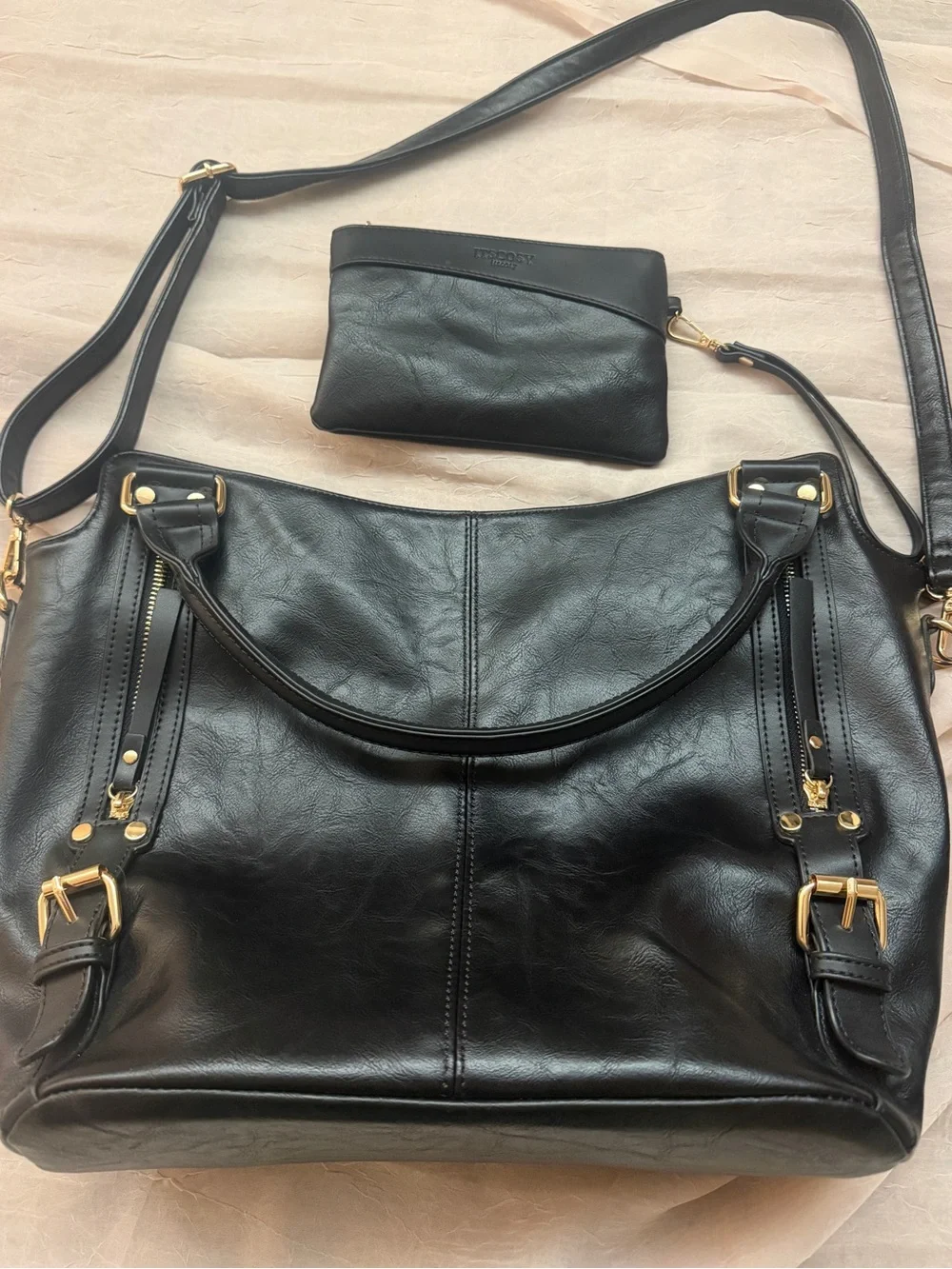 Hobo style black Shoulder Bag women